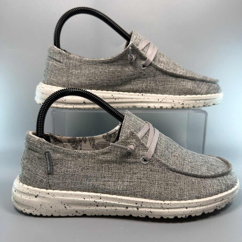Hey Dude Wendy L Linen Womens 7 Slip On Sneaker Gray Grey Loafer Lace Shoes
